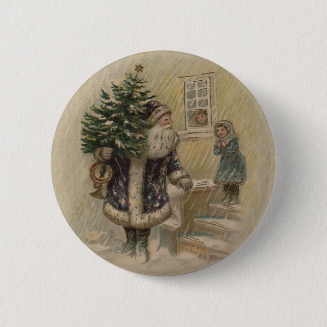 Vintager Weihnachtsbaum Button (Vorderseite)