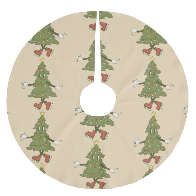 Vintager Weihnachtsbaum der 60er Jahre Polyester Weihnachtsbaumdecke (Vorderseite)