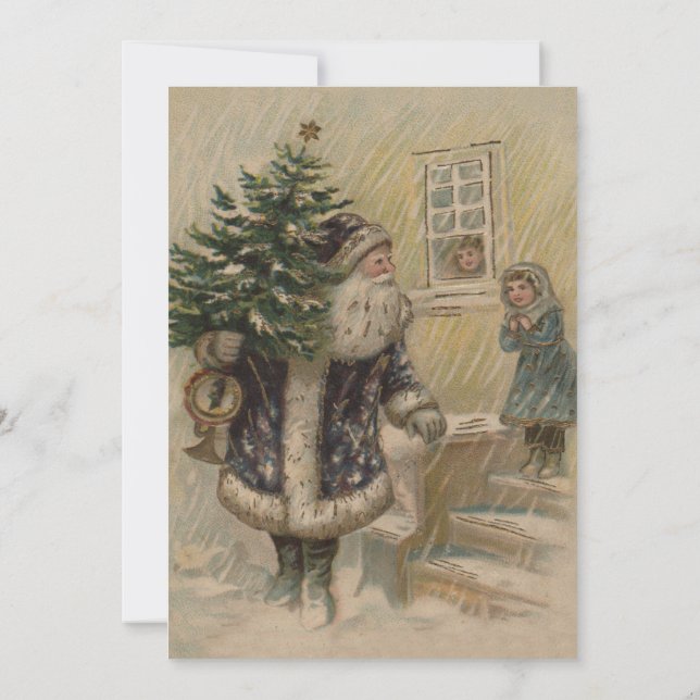 Vintager Weihnachtsbaum Einladung (Rückseite)