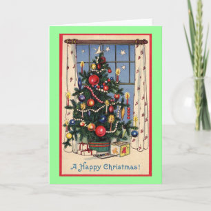 Vintager Weihnachtsbaum Feiertagskarte