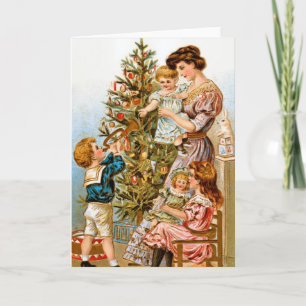 Vintager Weihnachtsbaum Feiertagskarte