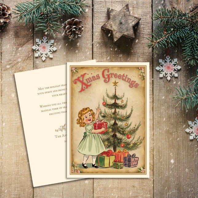 Vintager Weihnachtsbaum Feiertagskarte (Von Creator hochgeladen)