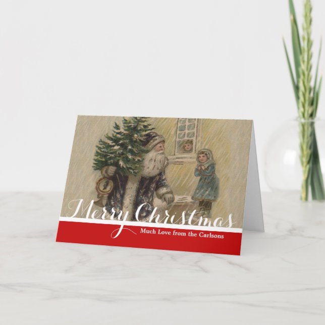 Vintager Weihnachtsbaum Feiertagskarte (Vorderseite)