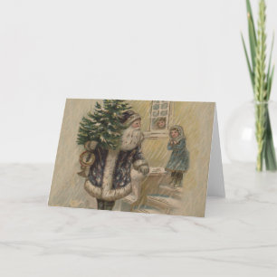 Vintager Weihnachtsbaum Feiertagskarte