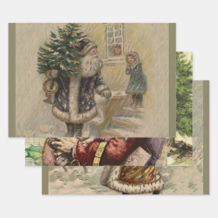 Vintager Weihnachtsbaum Geschenkpapier Set