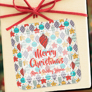 Vintager Weihnachtsbaum Quadratischer Aufkleber