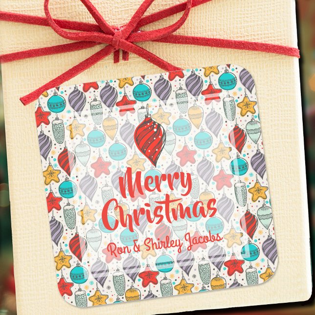 Vintager Weihnachtsbaum Quadratischer Aufkleber (Von Creator hochgeladen)