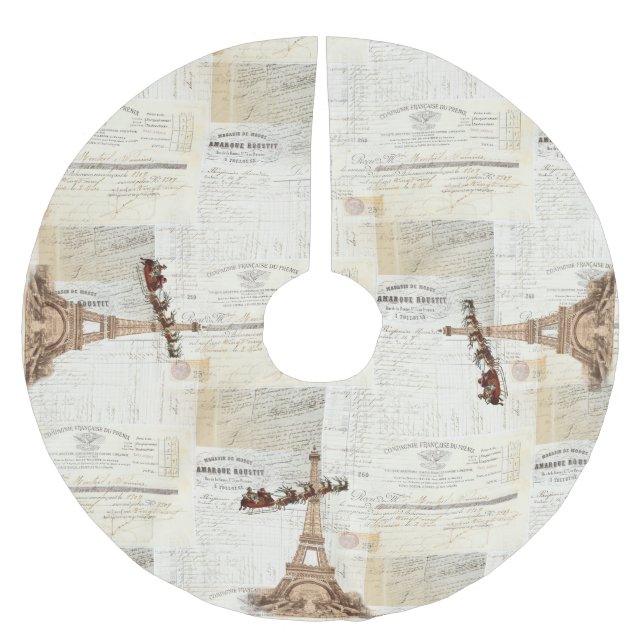 Vintager Weihnachtsbaum-Rock Sankt Paris Polyester Weihnachtsbaumdecke (Vorderseite)