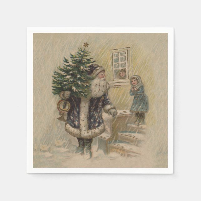 Vintager Weihnachtsbaum Serviette (Vorderseite)