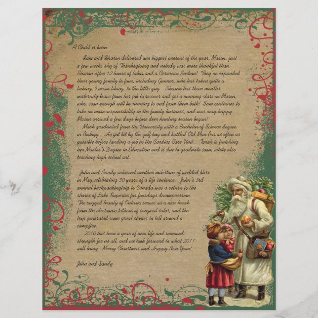 Vintager Weihnachtsbrief 4 Fotos zurück Flyer (Vorne)