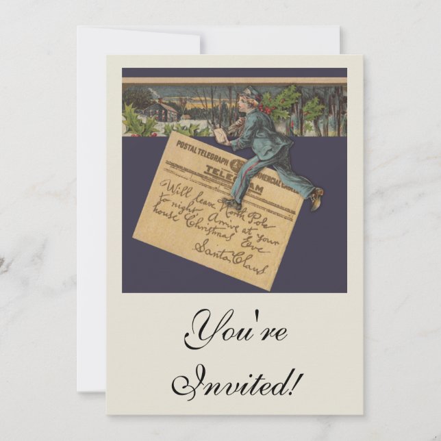 Vintager Weihnachtsbrief Einladung (Vorderseite)