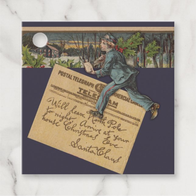 Vintager Weihnachtsbrief Geschenkanhänger (Vorderseite)