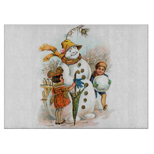 Vintager WeihnachtsdorfSnowman Schneidebrett (Vorderseite)