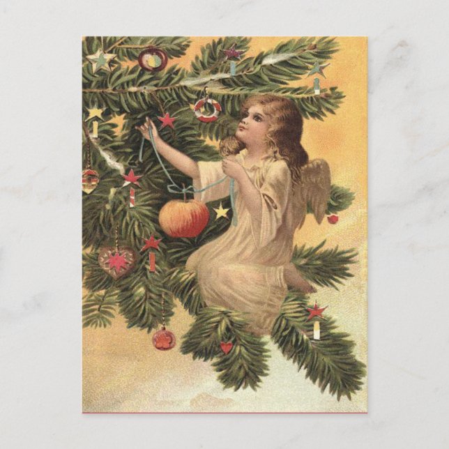 Vintager Weihnachtsengel Feiertagspostkarte (Vorderseite)