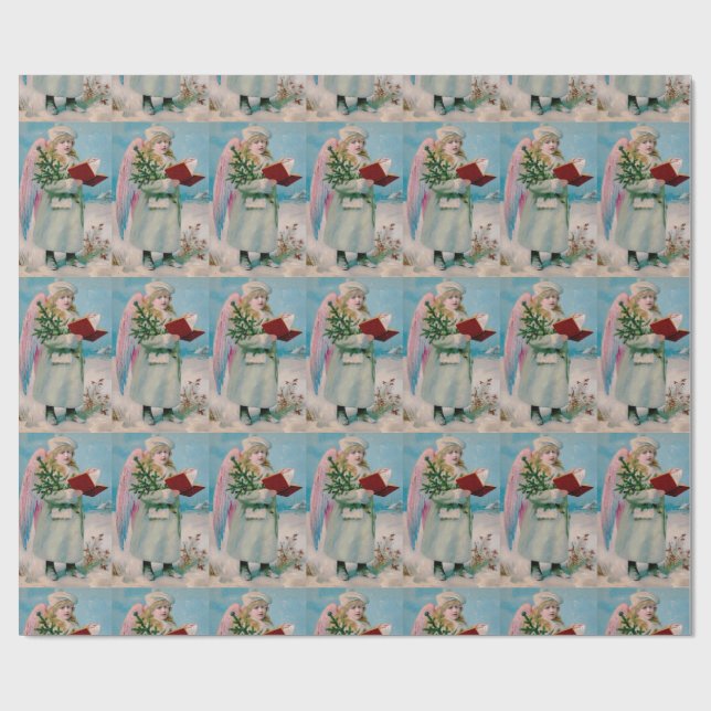 Vintager Weihnachtsengel Geschenkpapier (Flach)