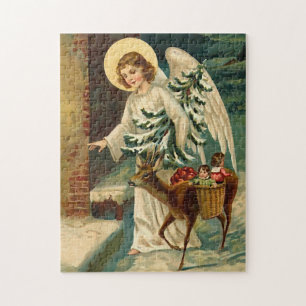 Vintager Weihnachtsengel mit Rotwild