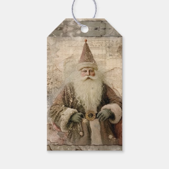 Vintager Weihnachtsfeiertag Geschenkanhänger (Vorderseite)