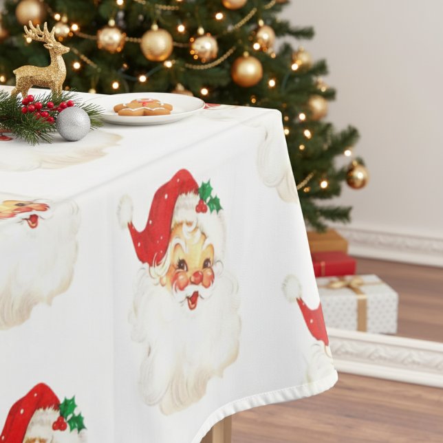 Vintager Weihnachtsfeiertag im Mittelalter Tischdecke (Mid Century Vintage Santa Claus Christmas Holiday Tablecloth)