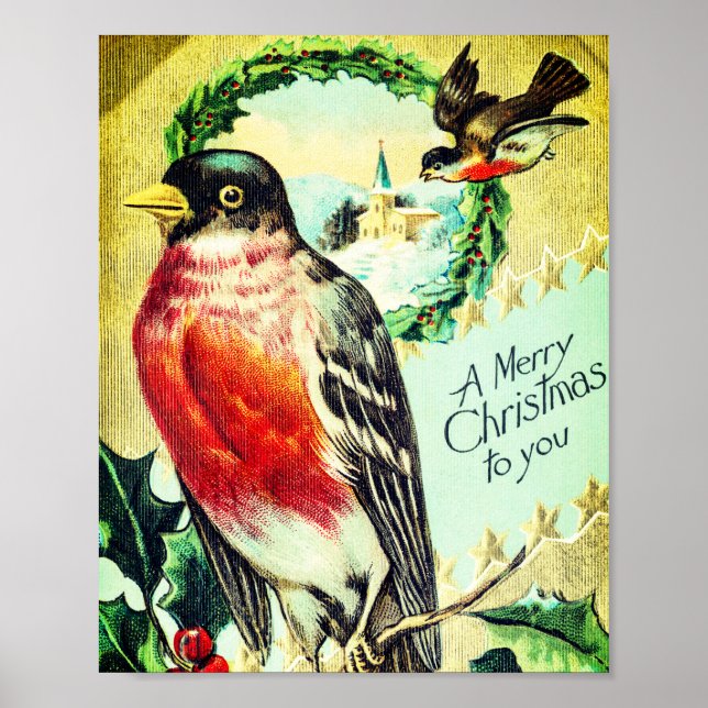 Vintager Weihnachtsfeiertag Poster (Vorne)