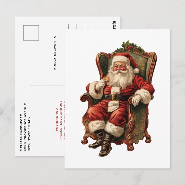 Vintager Weihnachtsfeiertag Postkarte (Vorne/Hinten)