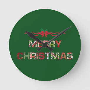 Vintager Weihnachtsfeiertag Runde Wanduhr