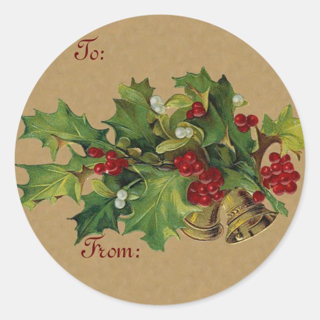 Vintager Weihnachtsgeschenk Runder Aufkleber (Vorderseite)
