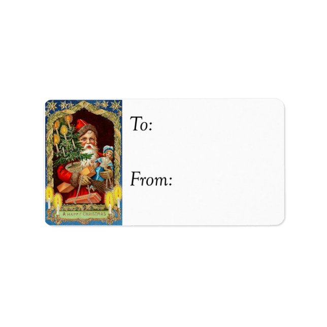 Vintager Weihnachtsgeschenk-Tag Adressaufkleber (Vorne)