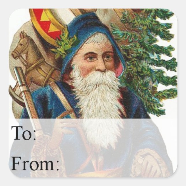 Vintager Weihnachtsgeschenk-Tag Quadratischer Aufkleber (Vorderseite)