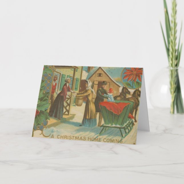 Vintager WeihnachtsHomecoming Feiertagskarte (Vorderseite)