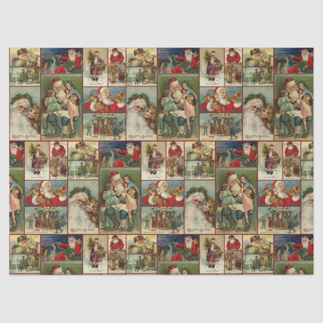 Vintager Weihnachtskartenentwurf Seidenpapier (Vorderseite)