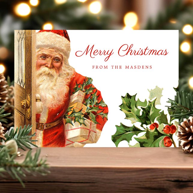 Vintager Weihnachtsklaus Retro Weihnachten Postkarte (Von Creator hochgeladen)