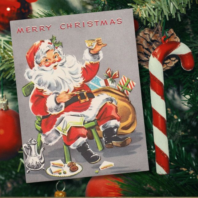 Vintager Weihnachtsmann 1950 Feiertagspostkarte (Von Creator hochgeladen)