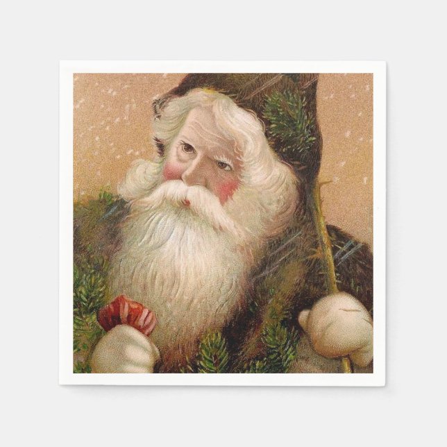 Vintager Weihnachtsmann 8 Serviette (Vorderseite)