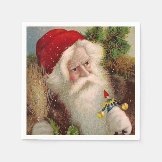 Vintager Weihnachtsmann 9 Serviette (Vorderseite)