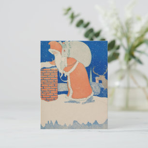 Vintager Weihnachtsmann auf der Schlossausstellung Feiertagspostkarte