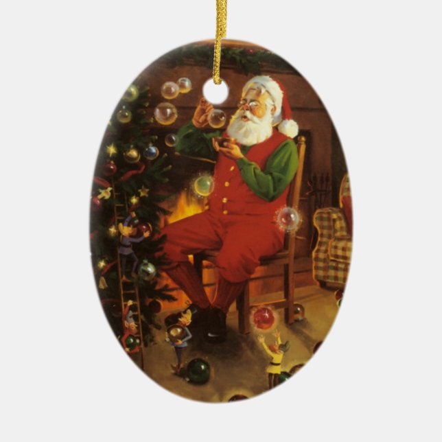 Vintager Weihnachtsmann Blasen Ornament (Vorne)