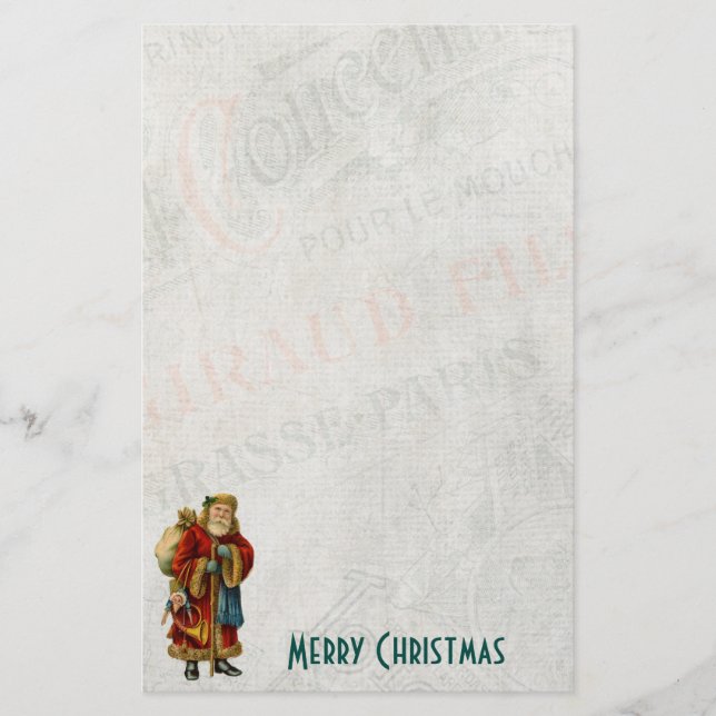 Vintager Weihnachtsmann Briefpapier (Vorderseite)