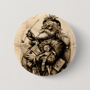 Vintager Weihnachtsmann Button