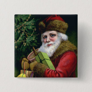 Vintager Weihnachtsmann-Button Button