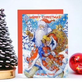 Vintager Weihnachtsmann Custom Frohe Weihnachtsfei Feiertagskarte