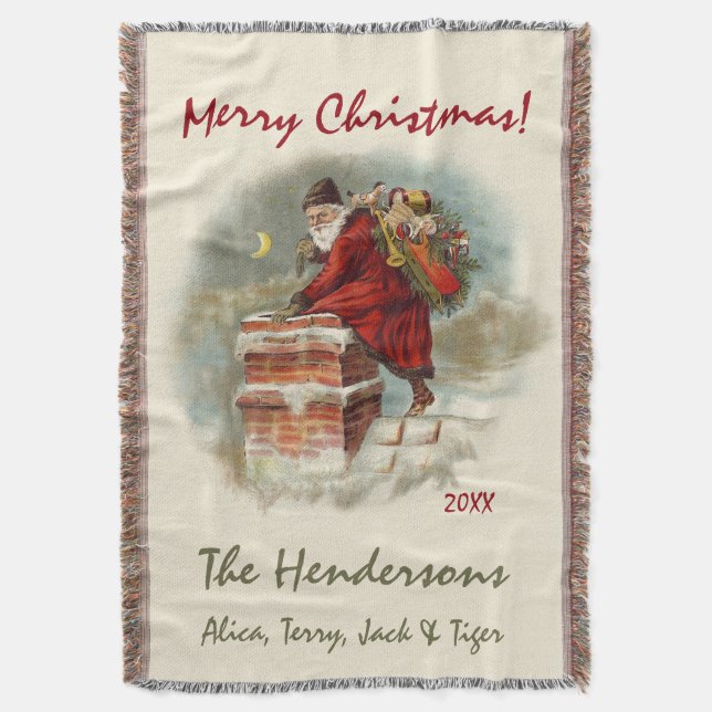 Vintager Weihnachtsmann Custom Weihnachten Decke (Vorderseite Vertikal)