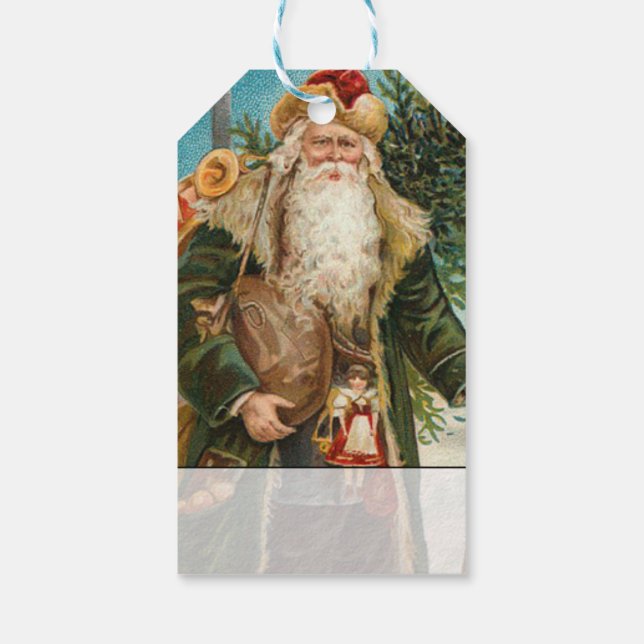 Vintager Weihnachtsmann, der Geschenkanhänger (Rückseite)