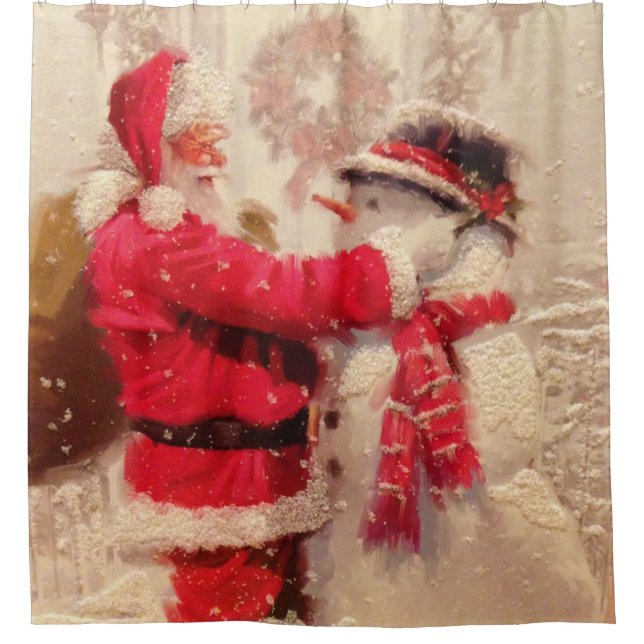 Vintager Weihnachtsmann Duschvorhang (Vorderseite)