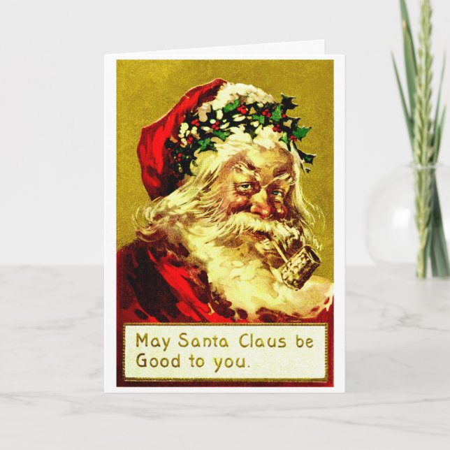 Vintager Weihnachtsmann Feiertagskarte (Vorderseite)