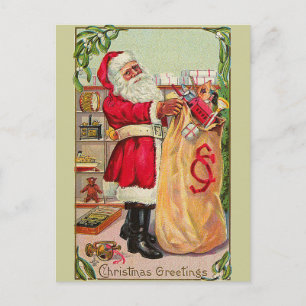Vintager Weihnachtsmann Feiertagspostkarte