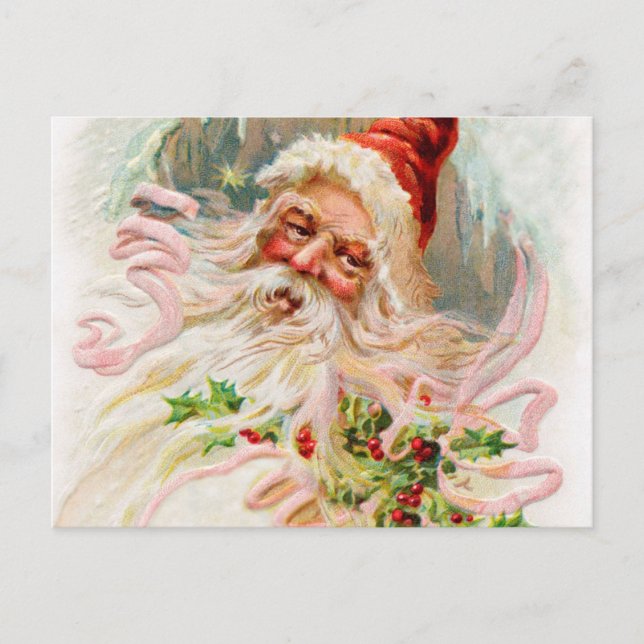 Vintager Weihnachtsmann Feiertagspostkarte (Vorderseite)