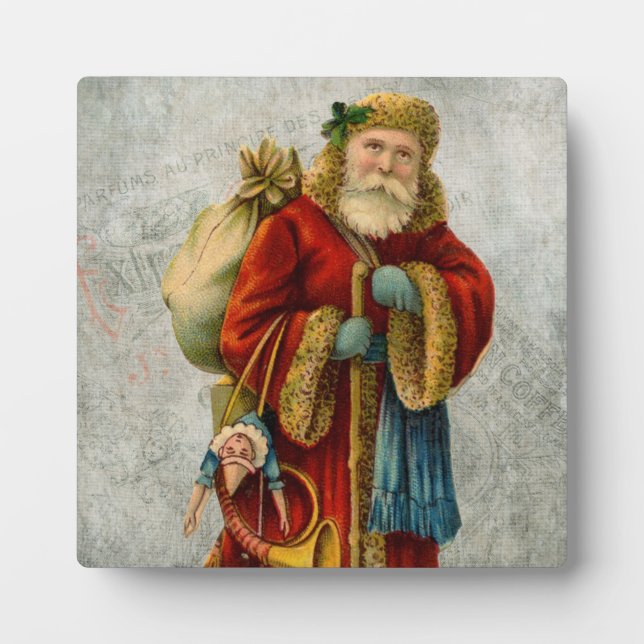Vintager Weihnachtsmann Fotoplatte (Vorderseite)