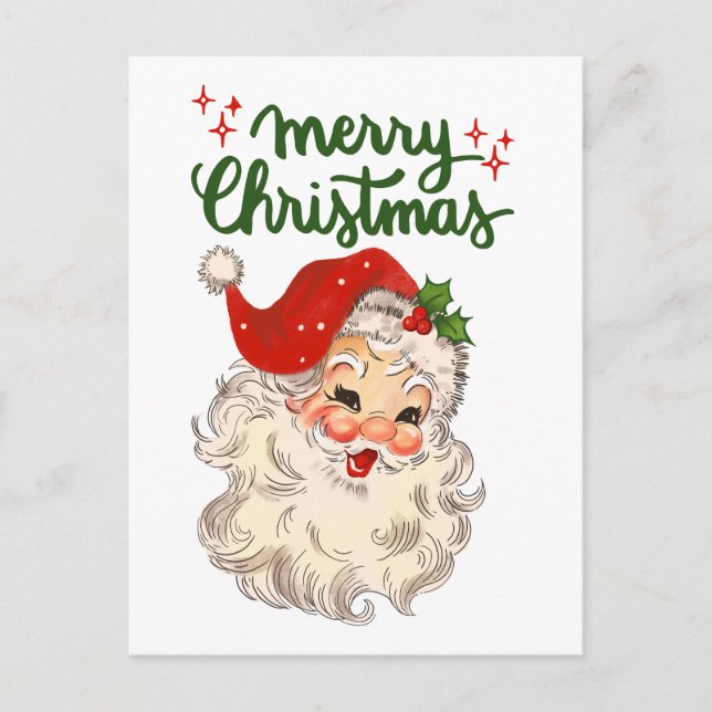 Vintager Weihnachtsmann Frohe Weihnachten individu Postkarte (Vorderseite)