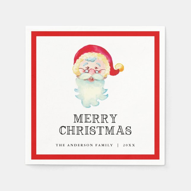 Vintager Weihnachtsmann frohe Weihnachten Serviette (Vorderseite)