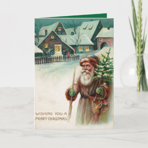 Vintager Weihnachtsmann frohe Weihnachtsgrußkarten Feiertagskarte